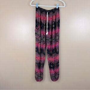 Thai Hippie Genie Gypsy Pink Black Multicolor Pull On Pants XS Festival Boho